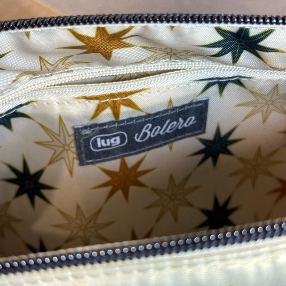 Lug Bolero Crossbody Bag Metallic Pearl Champagne - Star Lining w/ many Pockets - Picture 9 of 16